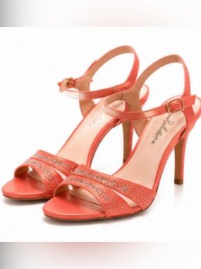 Pink Rhinestone Kitten Heels by De Blossom Collection, Pink Kitten High Heels